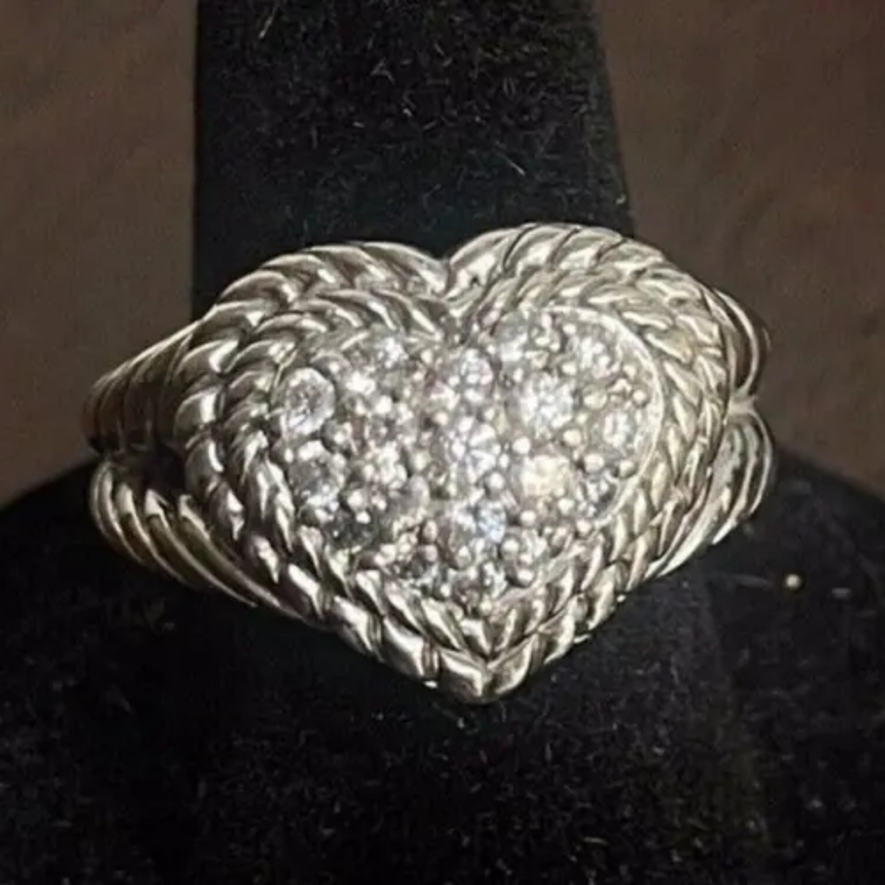 Judith Ripka Diamoninque Pave Heart Ring